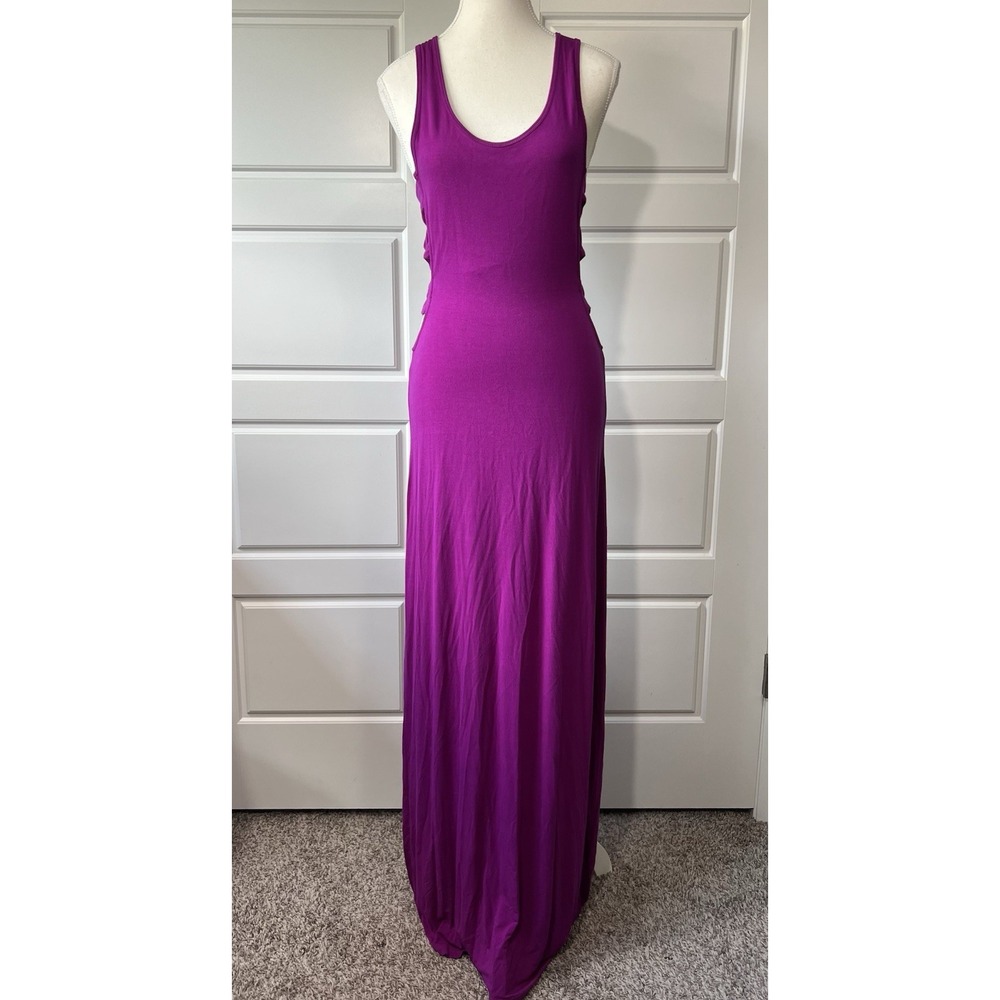 bebe Purple Scoop Neck Maxi Dress